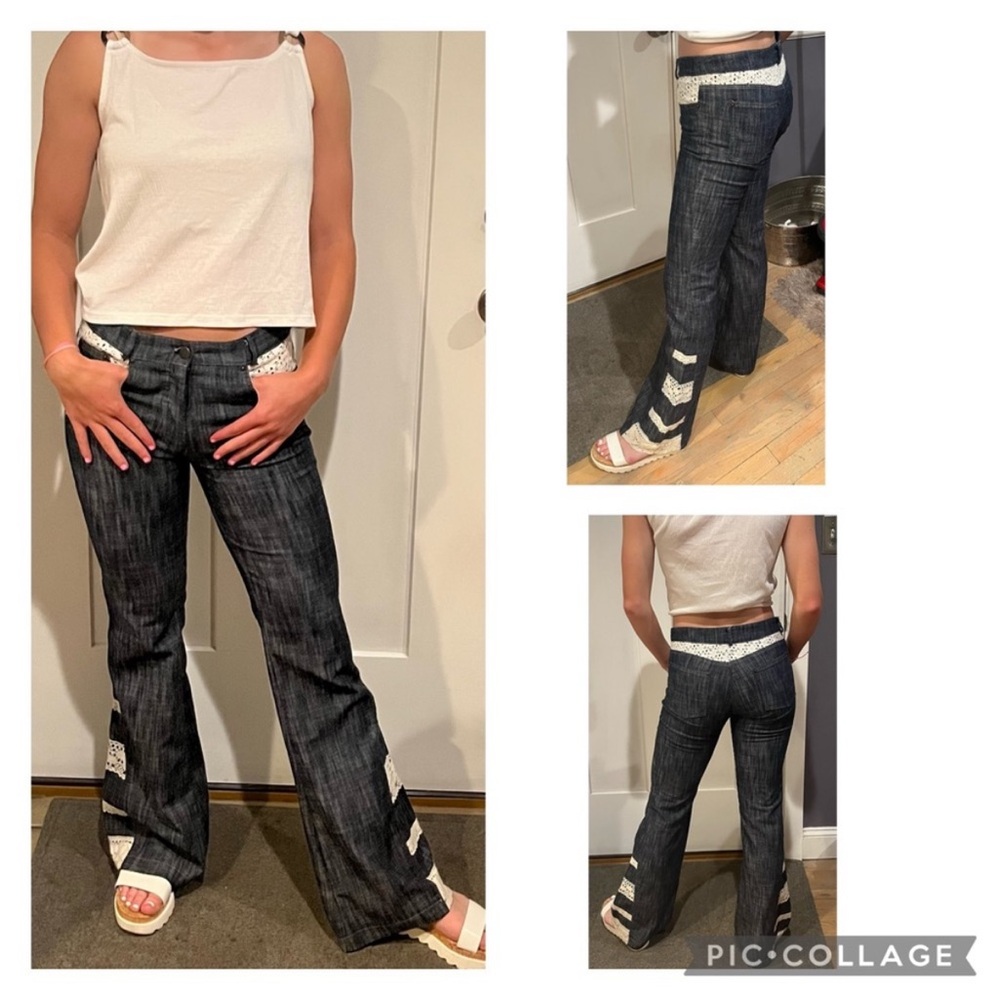 Flare Wide Leg Jeans in Black and White